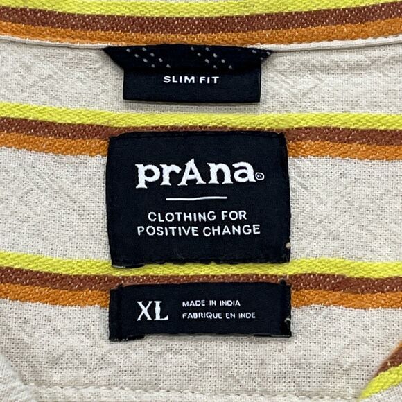 Prana NEW Unisex (MXL , WXXL) Mantra Heritage SLIM Organic Button Shirt Striped - Picture 9 of 14